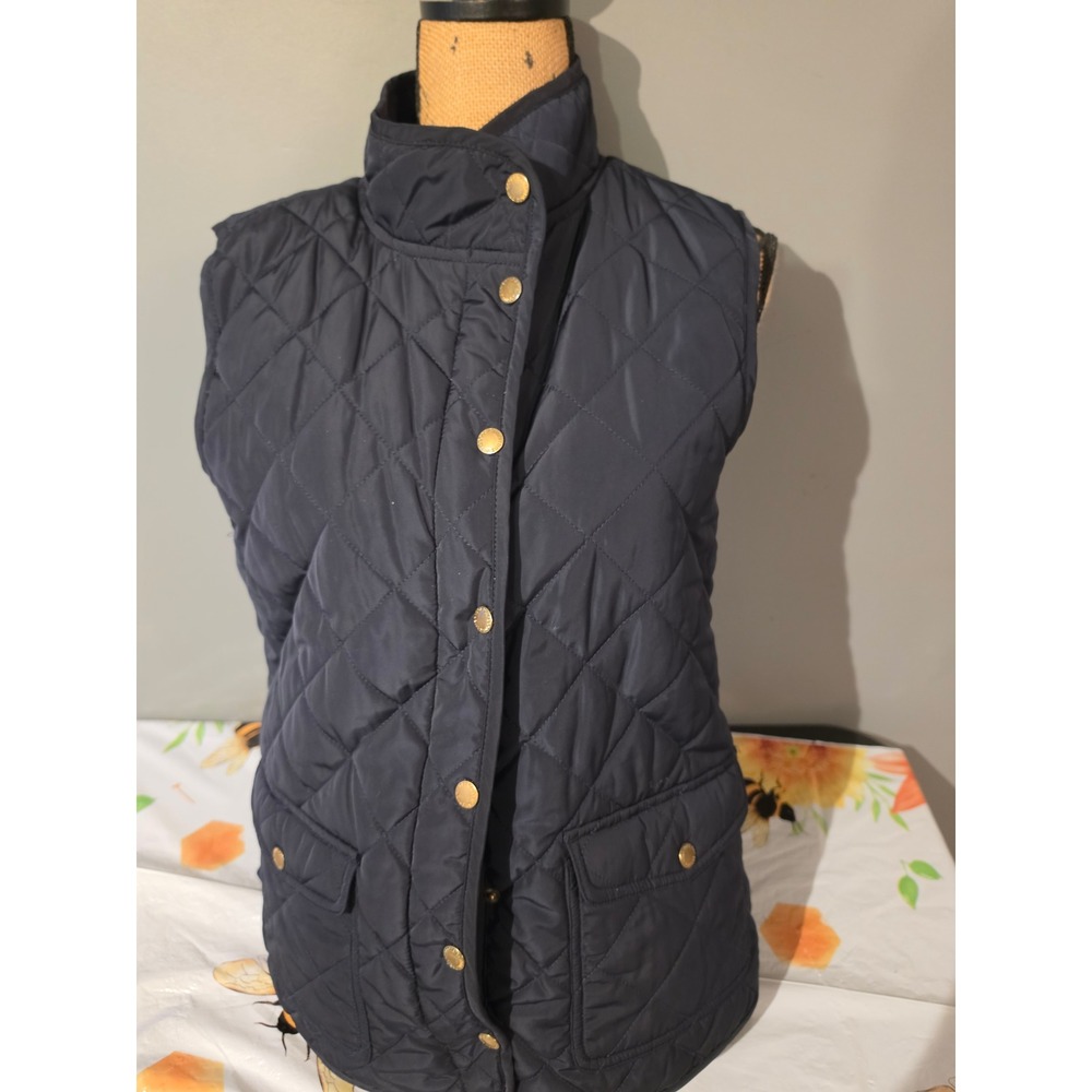 Cambridge Dry Goods Navy Blue Quilted Vest Gold Snaps Large NWT